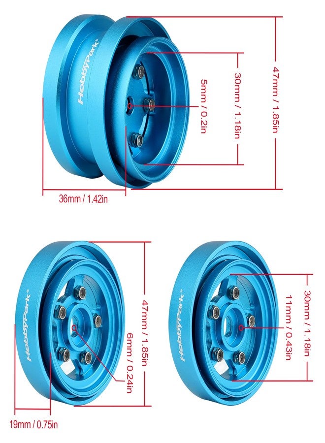 HobbyPark Aluminum Beadlock Wheels Rims Wheel Hub for Tamiya Hornet, Grasshopper, Mighty Frog, Buggy Champ, Fast Attack, Fighting Buggy Upgrades Upgrades Replacement (Blue) - Image 2